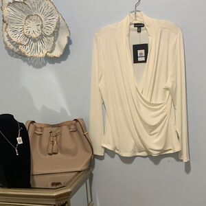 Halston NWT extra-large cream blouse